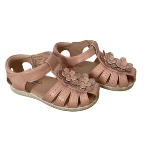 Christie & Jill Toddler 10 Girls White Lil Mila Sandals Flower Memory Foam Shoes